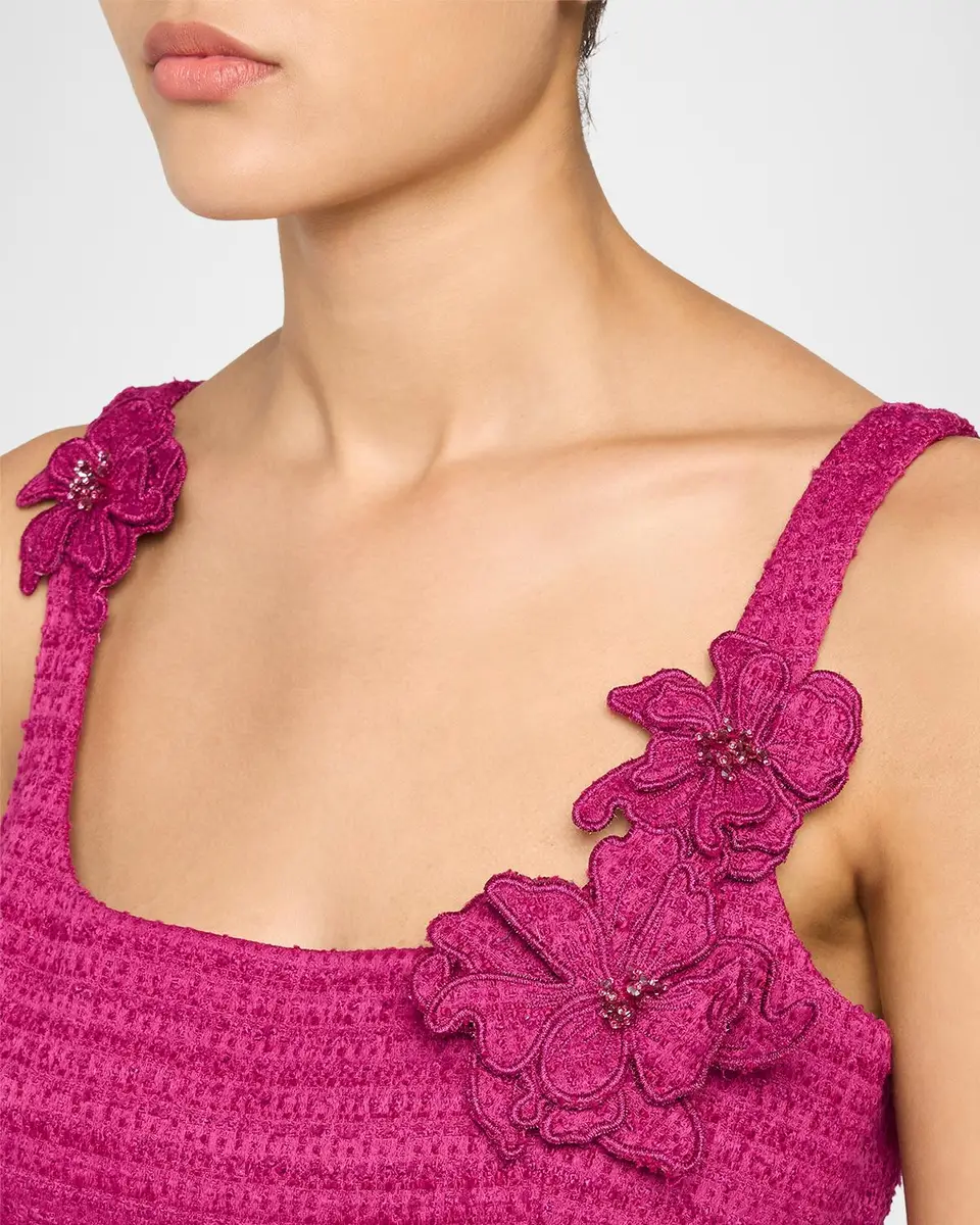 Rickie Freeman for Teri Jon 3D Flower Appliqué Bouclé Tweed A-Line Mini Dress | Thumbnail 5 Rickie Freeman for Teri Jon 3D Flower Appliqué Bouclé Tweed A-Line Mini Dress | Thumbnail 5