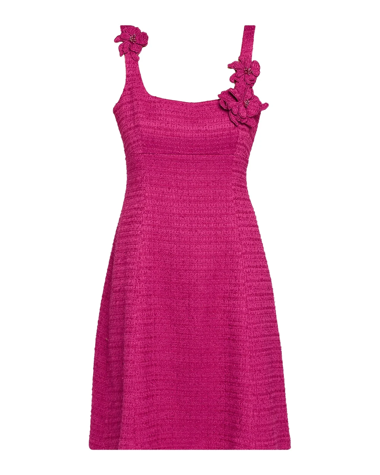 3D Flower Appliqué Bouclé Tweed A-Line Mini Dress 3D Flower Appliqué Bouclé Tweed A-Line Mini Dress