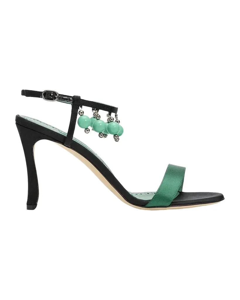 90mm Kasasan Beaded Satin Sandals
