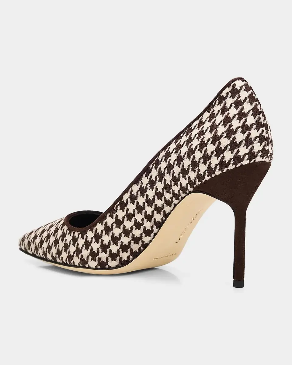 Manolo Blahnik 90mm BB Pick Houndstooth Wool Pumps | Thumbnail 4