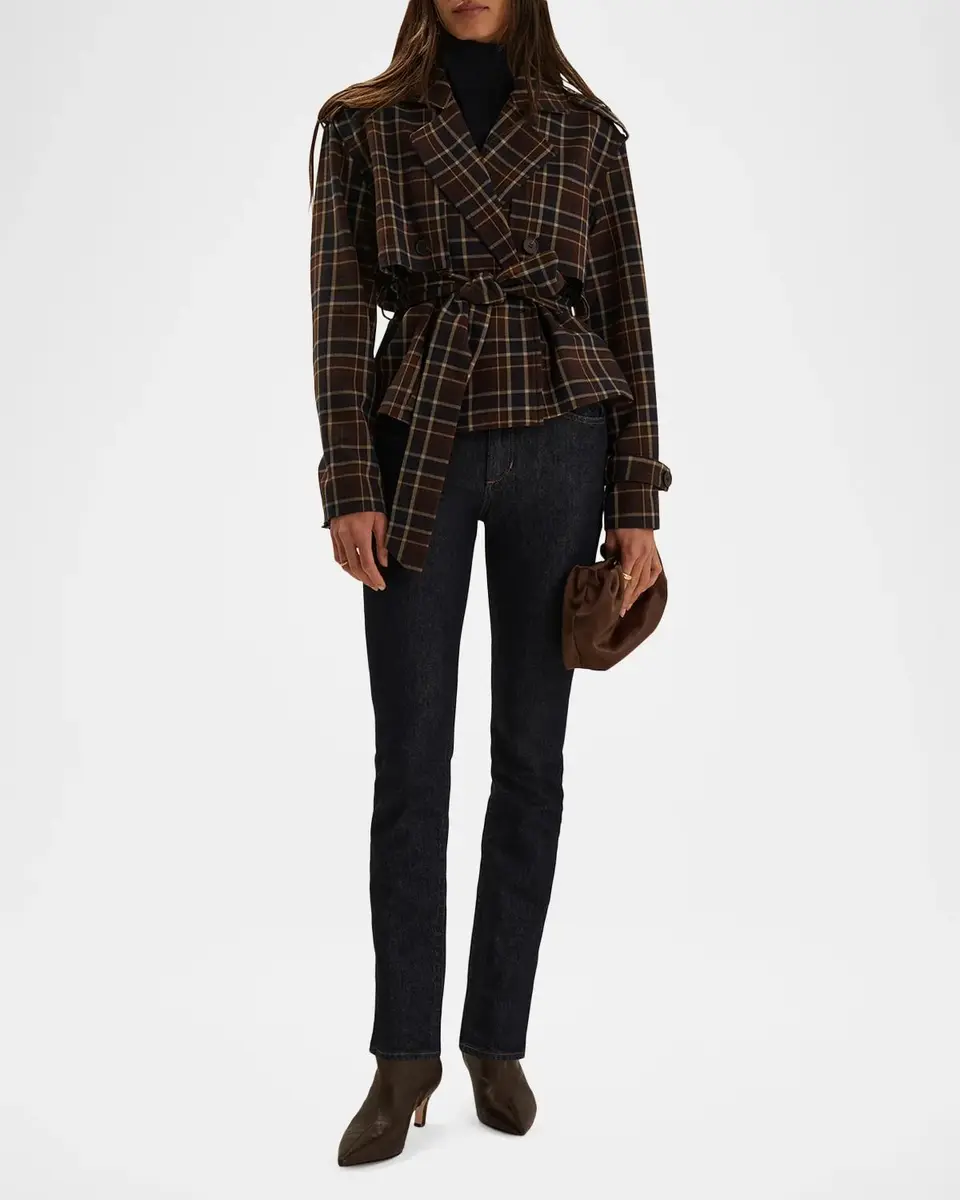 Favorite Daughter The Cropped Charles Countryside Plaid Trench Coat | Thumbnail 2 Favorite Daughter The Cropped Charles Countryside Plaid Trench Coat | Thumbnail 2