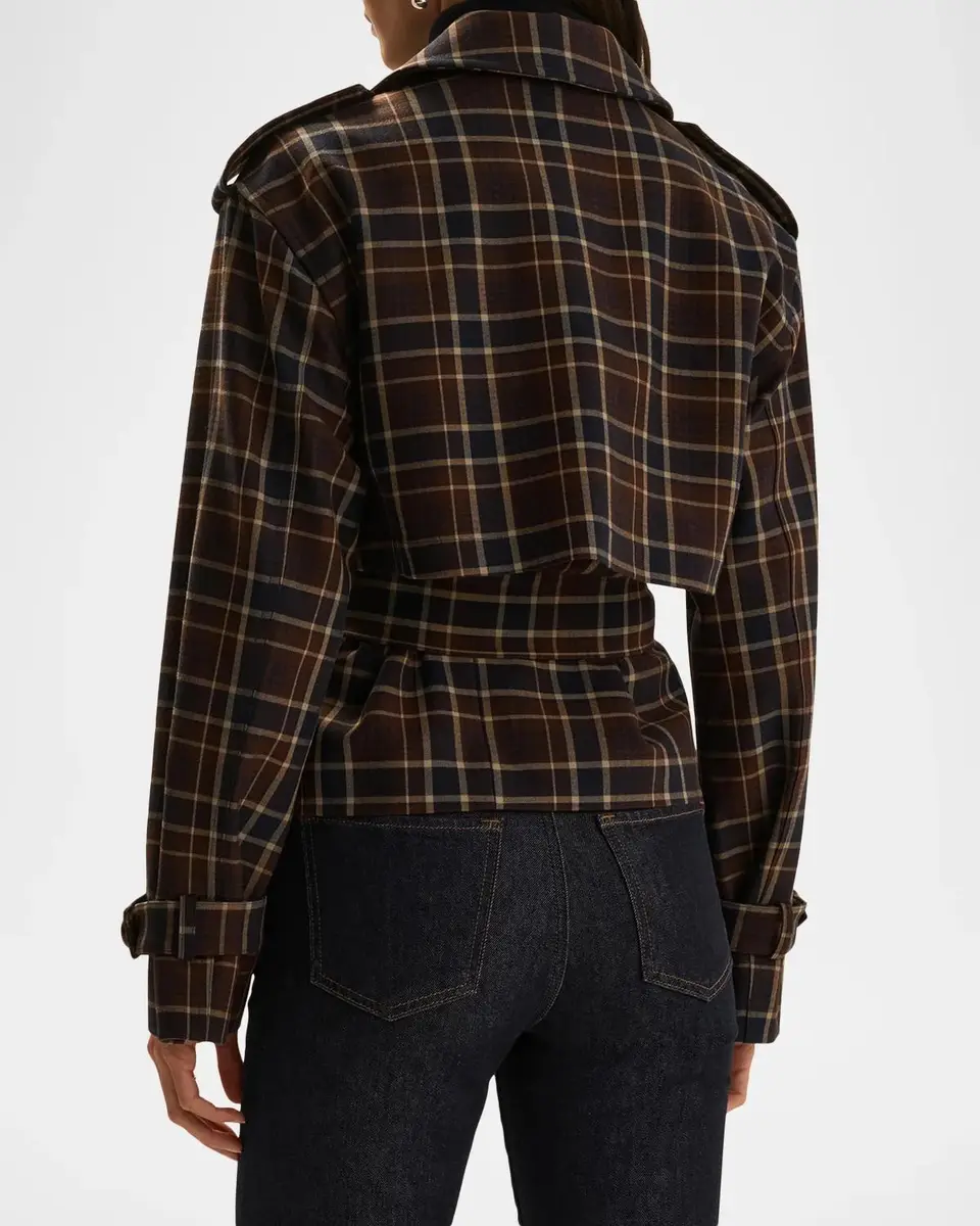 Favorite Daughter The Cropped Charles Countryside Plaid Trench Coat | Thumbnail 3 Favorite Daughter The Cropped Charles Countryside Plaid Trench Coat | Thumbnail 3