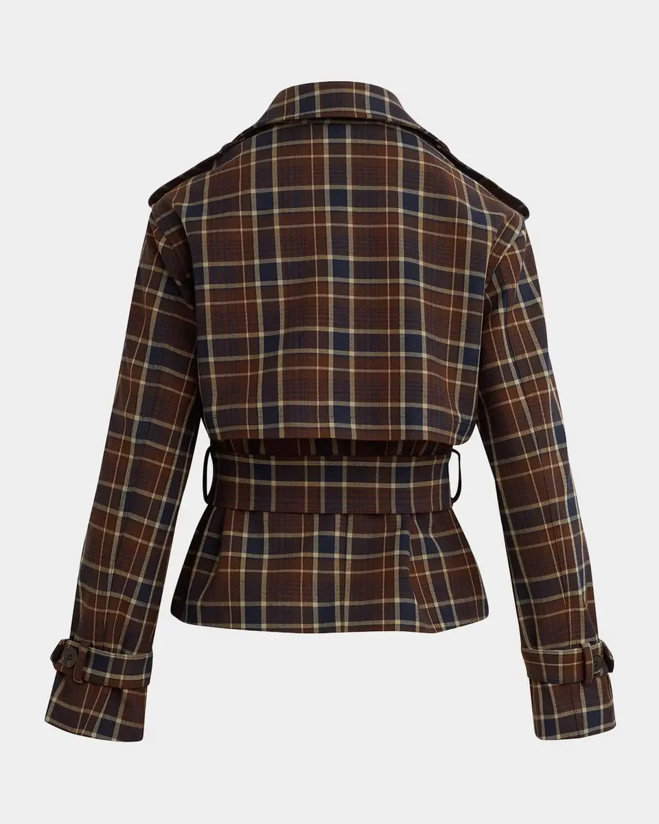 Favorite Daughter The Cropped Charles Countryside Plaid Trench Coat | Thumbnail 5 Favorite Daughter The Cropped Charles Countryside Plaid Trench Coat | Thumbnail 5