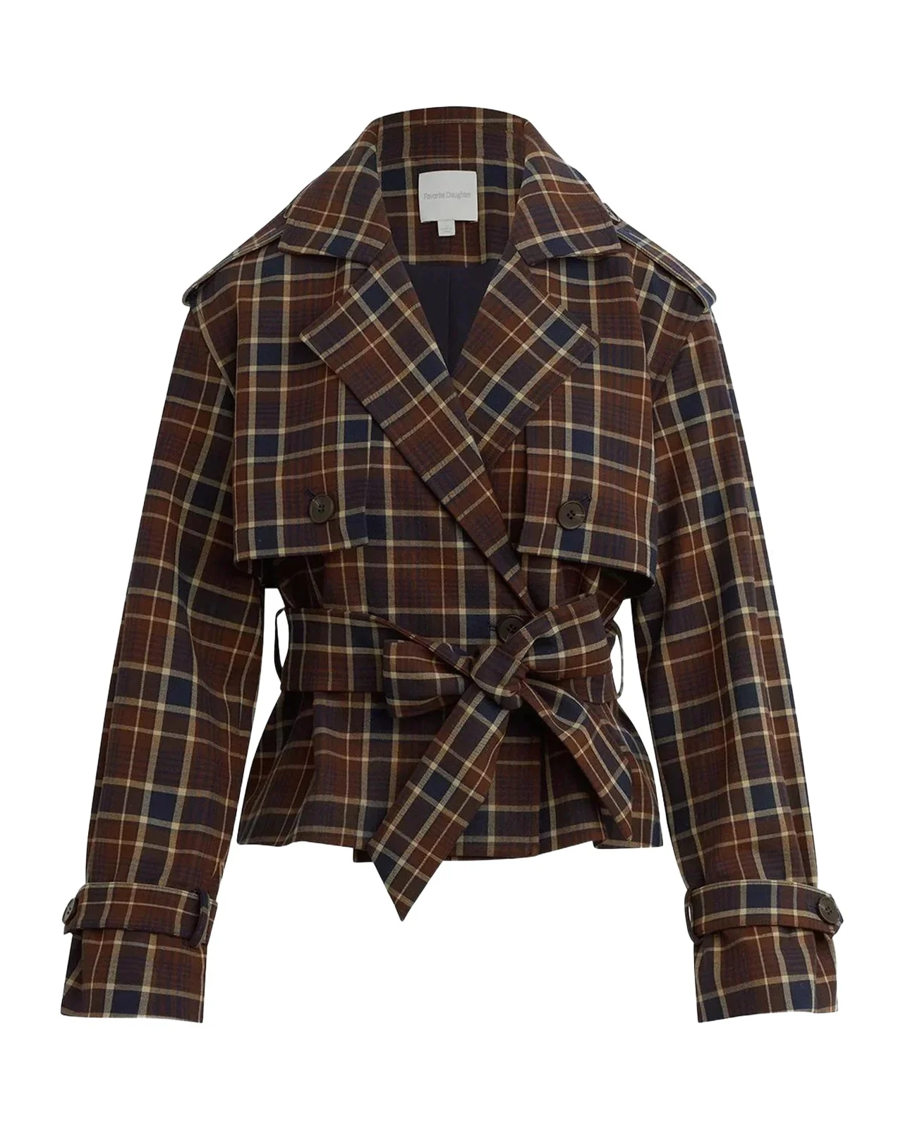 Favorite Daughter The Cropped Charles Countryside Plaid Trench Coat