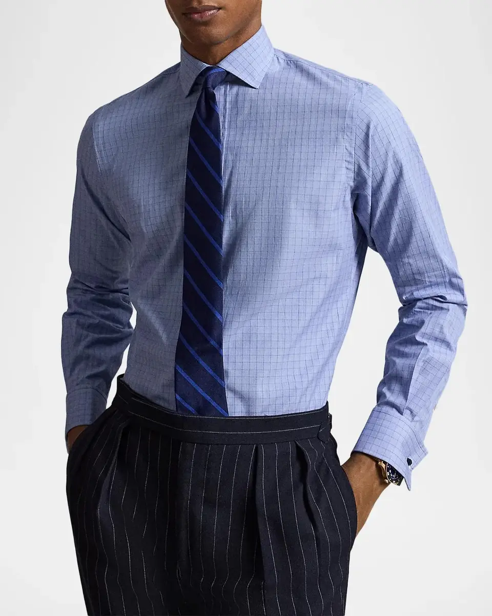 Polo Ralph Lauren Men's Custom Fit Plaid French Cuff Shirt | Thumbnail 4