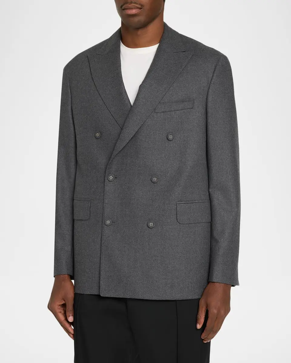 OFFICINE GÉNÉRALE Men's Wool Double-Breasted Sport Coat | Thumbnail 4 OFFICINE GÉNÉRALE Men's Wool Double-Breasted Sport Coat | Thumbnail 4