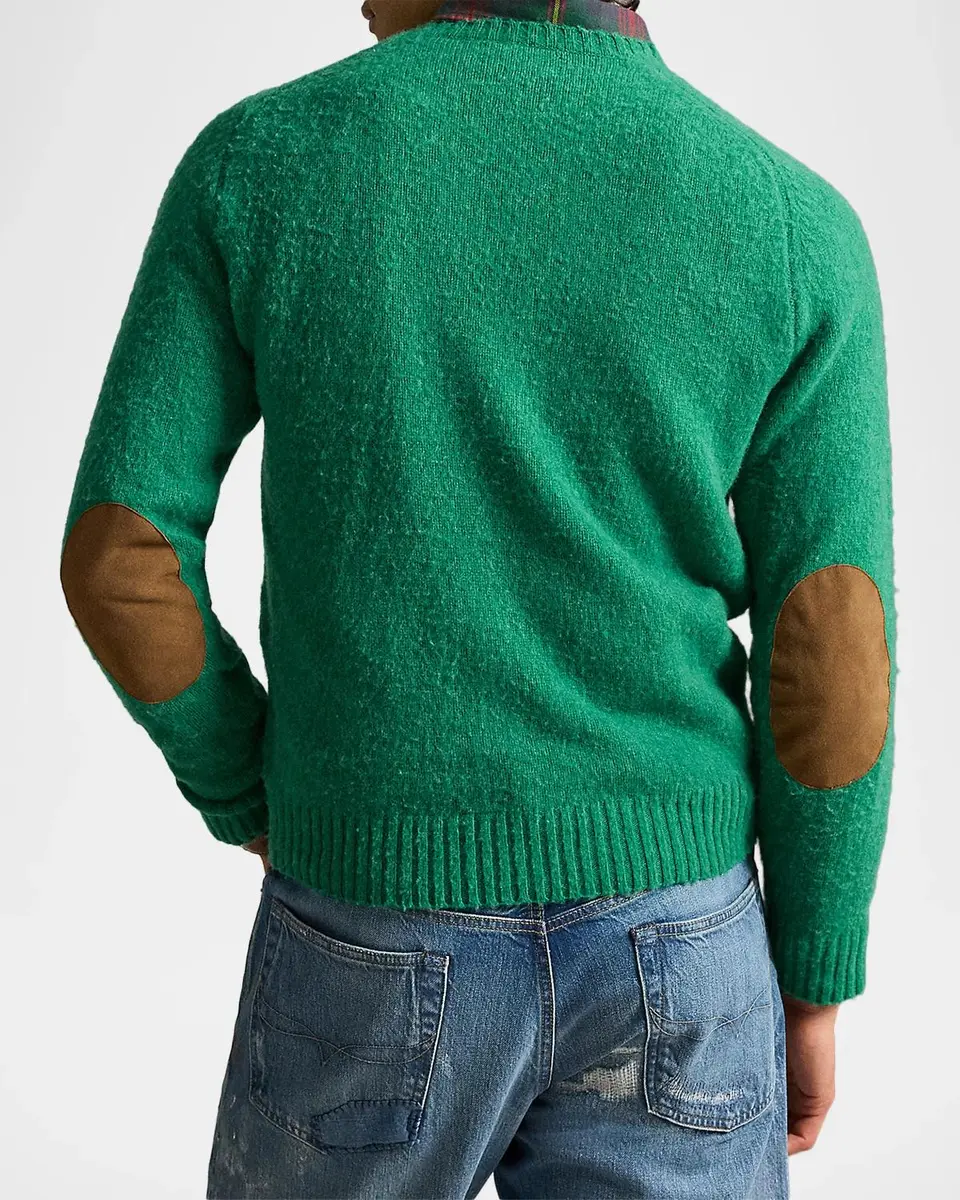 Polo Ralph Lauren Men's Suede-Patch Wool-Cashmere Sweater | Thumbnail 3 Polo Ralph Lauren Men's Suede-Patch Wool-Cashmere Sweater | Thumbnail 3