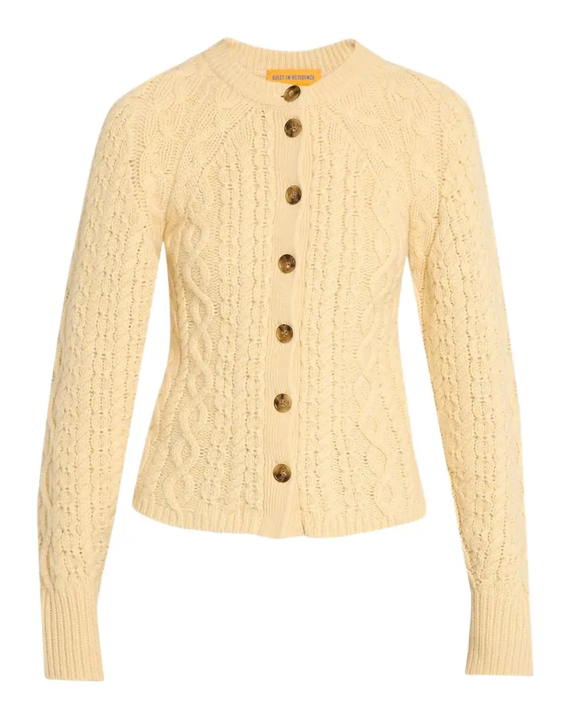 Sculpted Cashmere-Wool Cable-Knit Cardigan Sculpted Cashmere-Wool Cable-Knit Cardigan