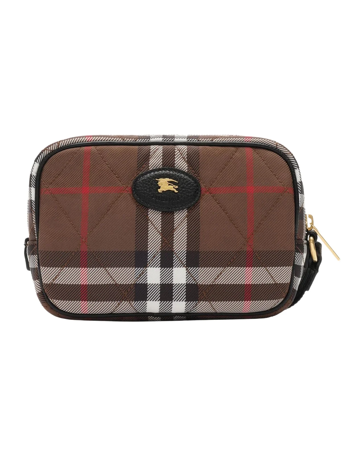 Burberry Horseshoe Quilted Check Wristlet Pouch Bag