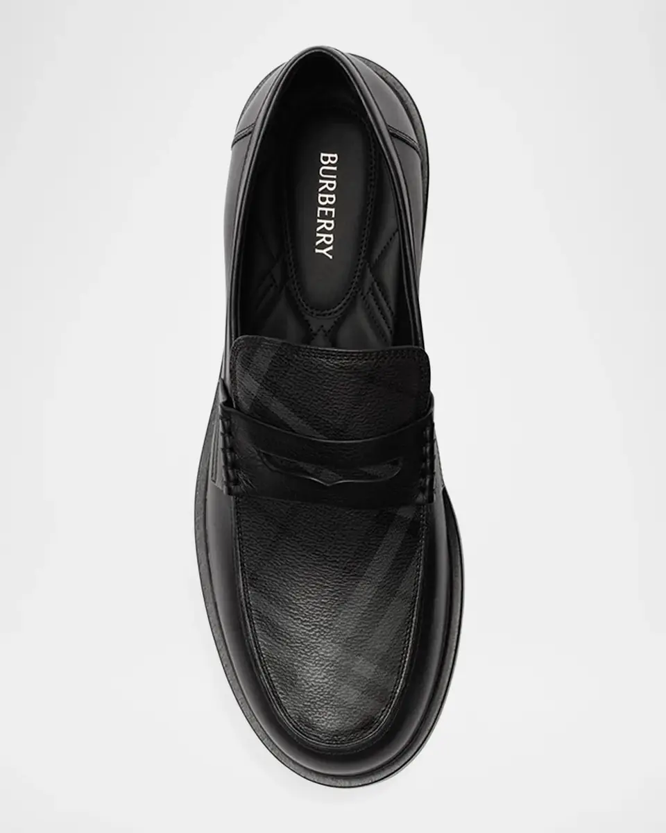 Burberry Men's Pembroke Checked Leather-Blend Loafers | Thumbnail 3 Burberry Men's Pembroke Checked Leather-Blend Loafers | Thumbnail 3