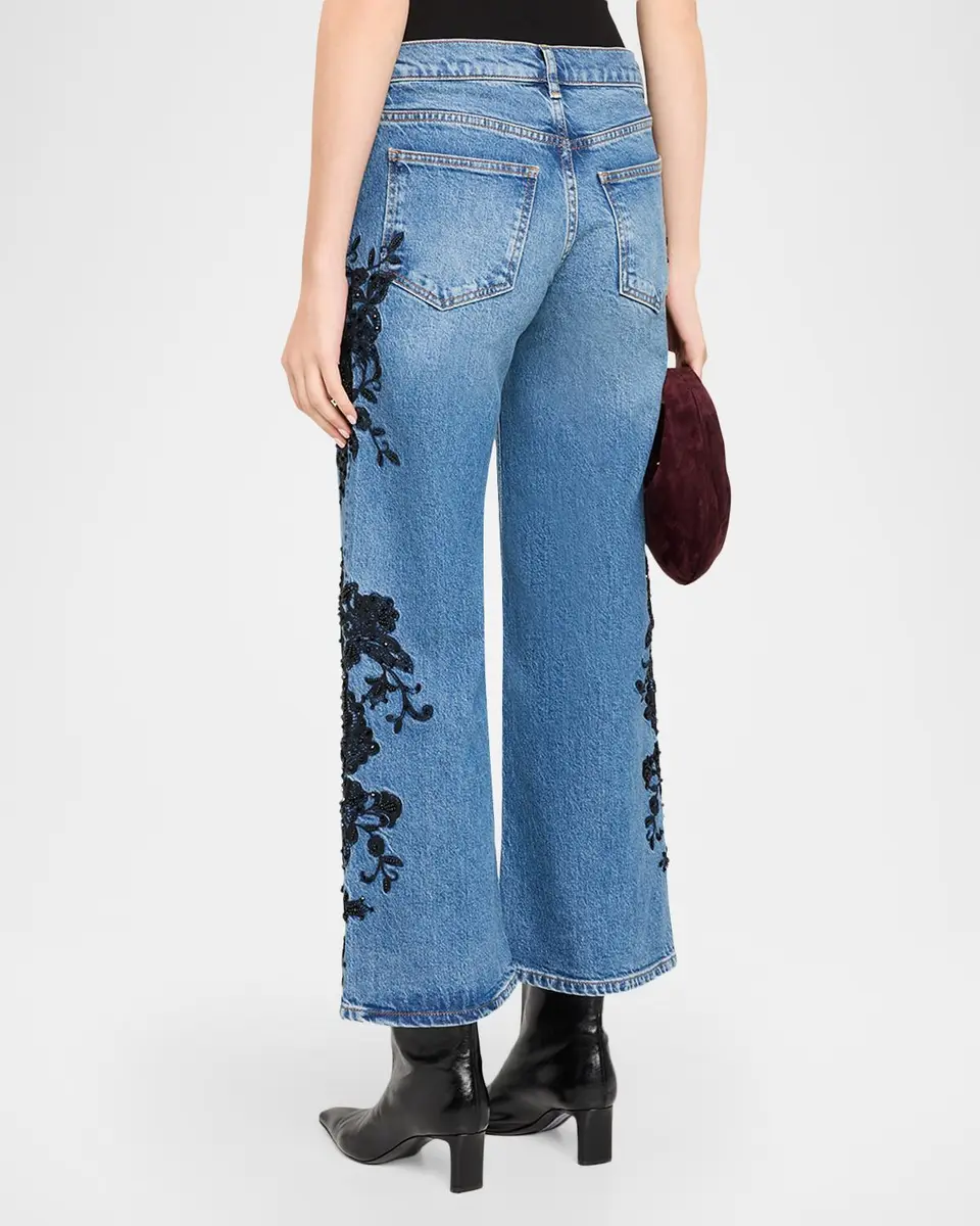 Ramy Brook Lea Beaded Cropped Wide-Leg Jean | Thumbnail 3
