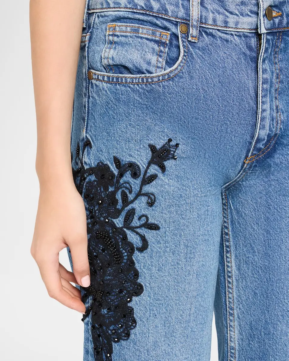 Ramy Brook Lea Beaded Cropped Wide-Leg Jean | Thumbnail 5