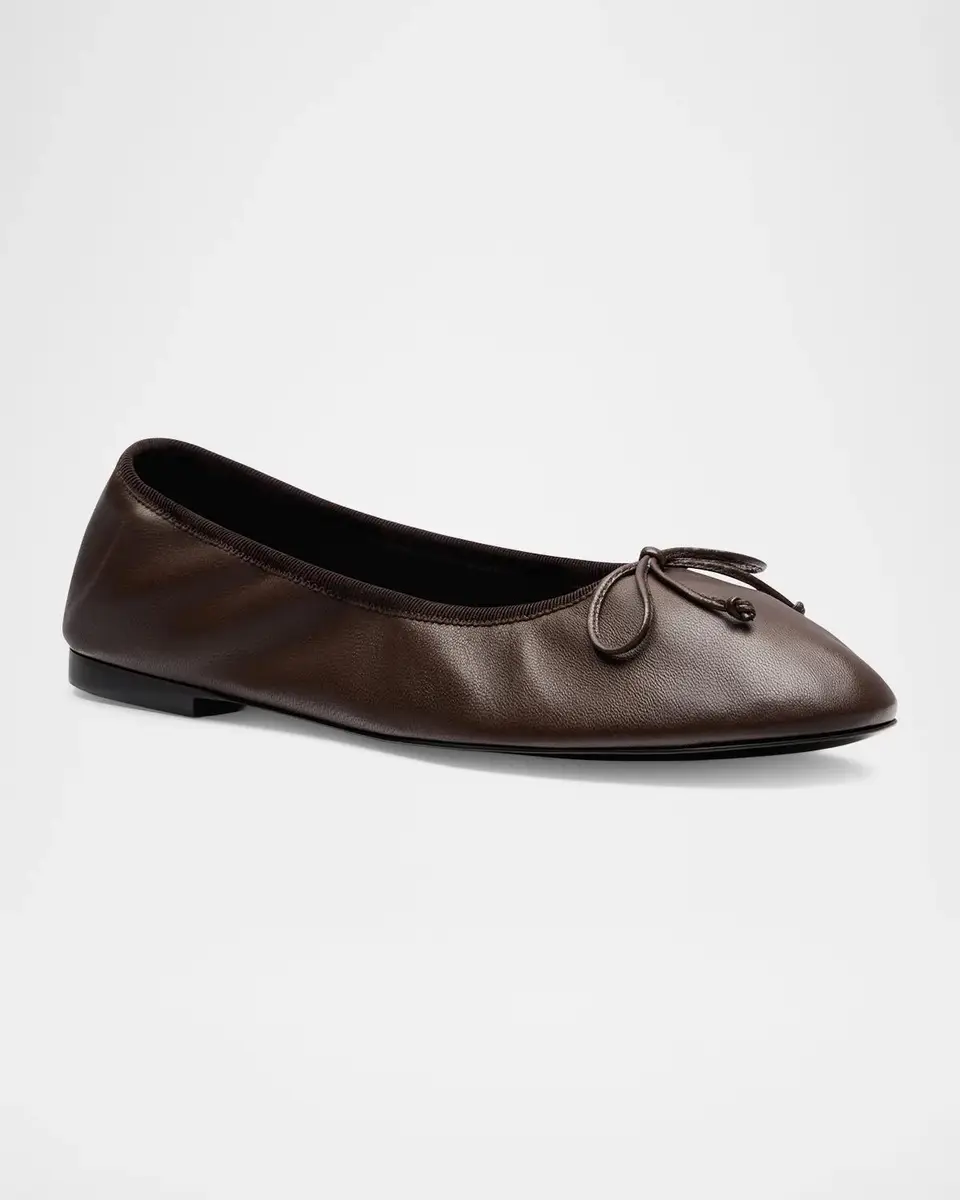 Stuart Weitzman Nia Ruched Leather Ballet Flats | Thumbnail 2