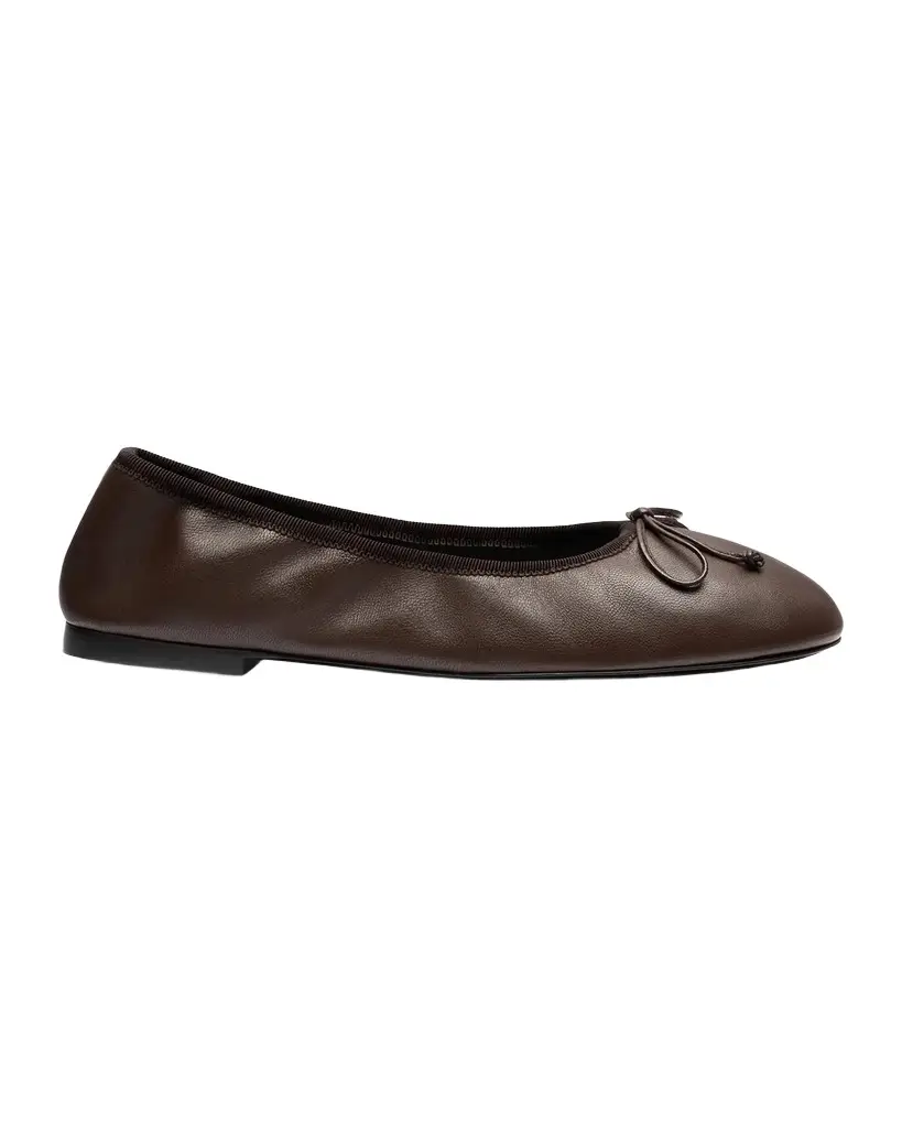 Stuart Weitzman Nia Ruched Leather Ballet Flats