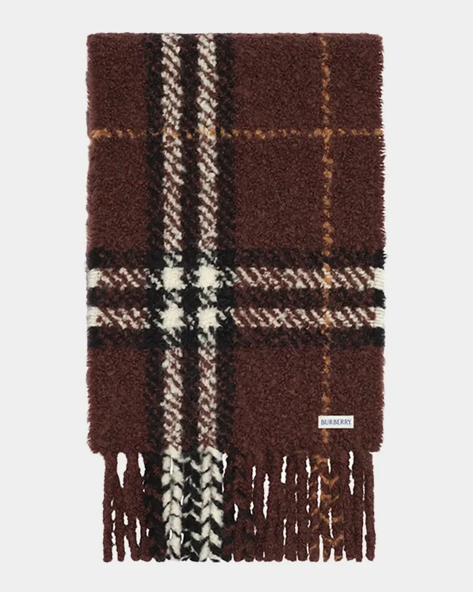 Burberry Men's Check Alpaca Wool-Blend Boucle Scarf | Thumbnail 2 Burberry Men's Check Alpaca Wool-Blend Boucle Scarf | Thumbnail 2