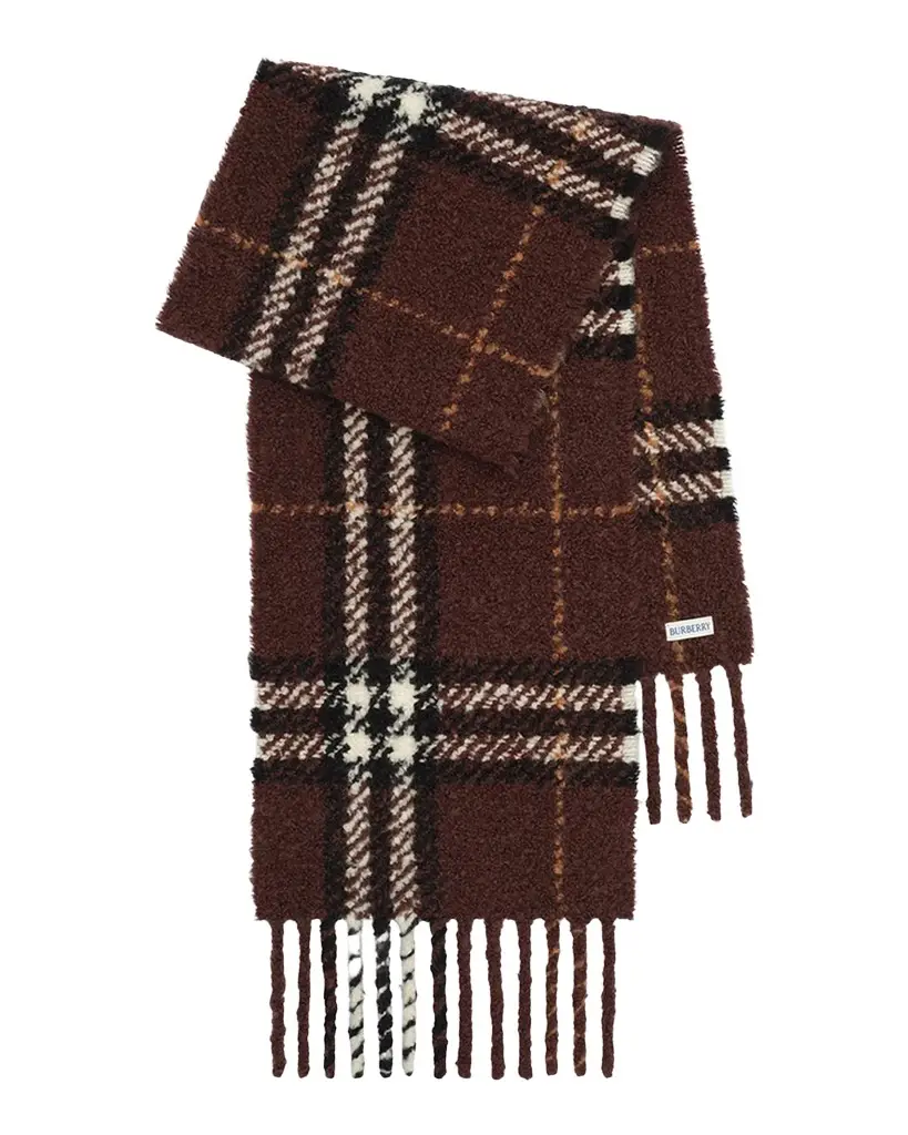 Burberry Men's Check Alpaca Wool-Blend Boucle Scarf
