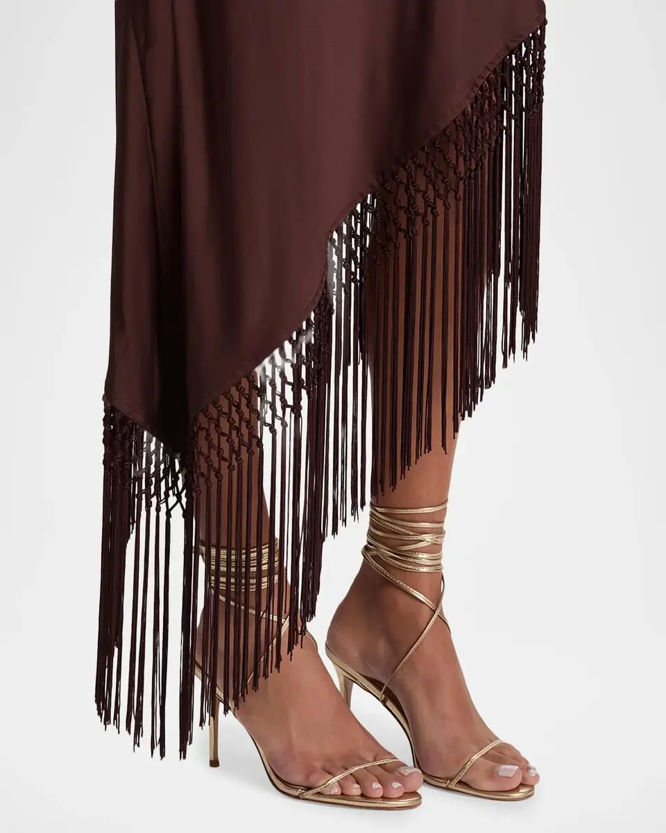 Alice + Olivia Harmony Drapey Slip Fringe Midi Dress | Thumbnail 5