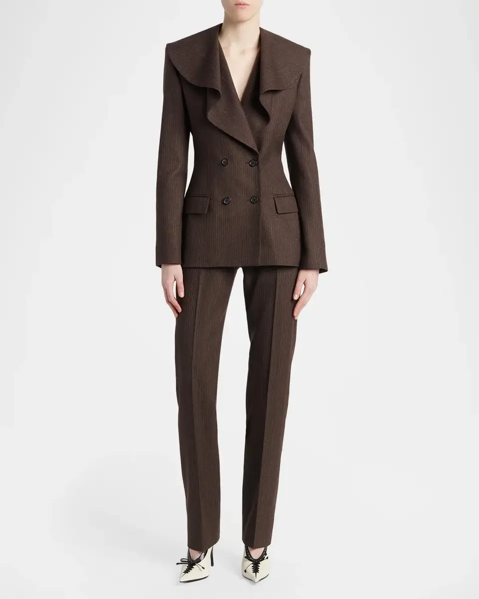 Alexander McQueen Striped Double-Breasted Wool Blazer | Thumbnail 2 Alexander McQueen Striped Double-Breasted Wool Blazer | Thumbnail 2