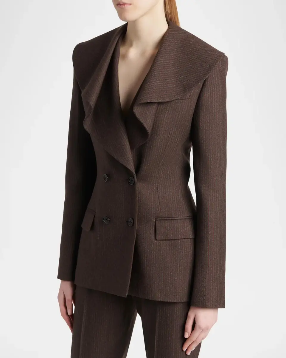 Alexander McQueen Striped Double-Breasted Wool Blazer | Thumbnail 4 Alexander McQueen Striped Double-Breasted Wool Blazer | Thumbnail 4