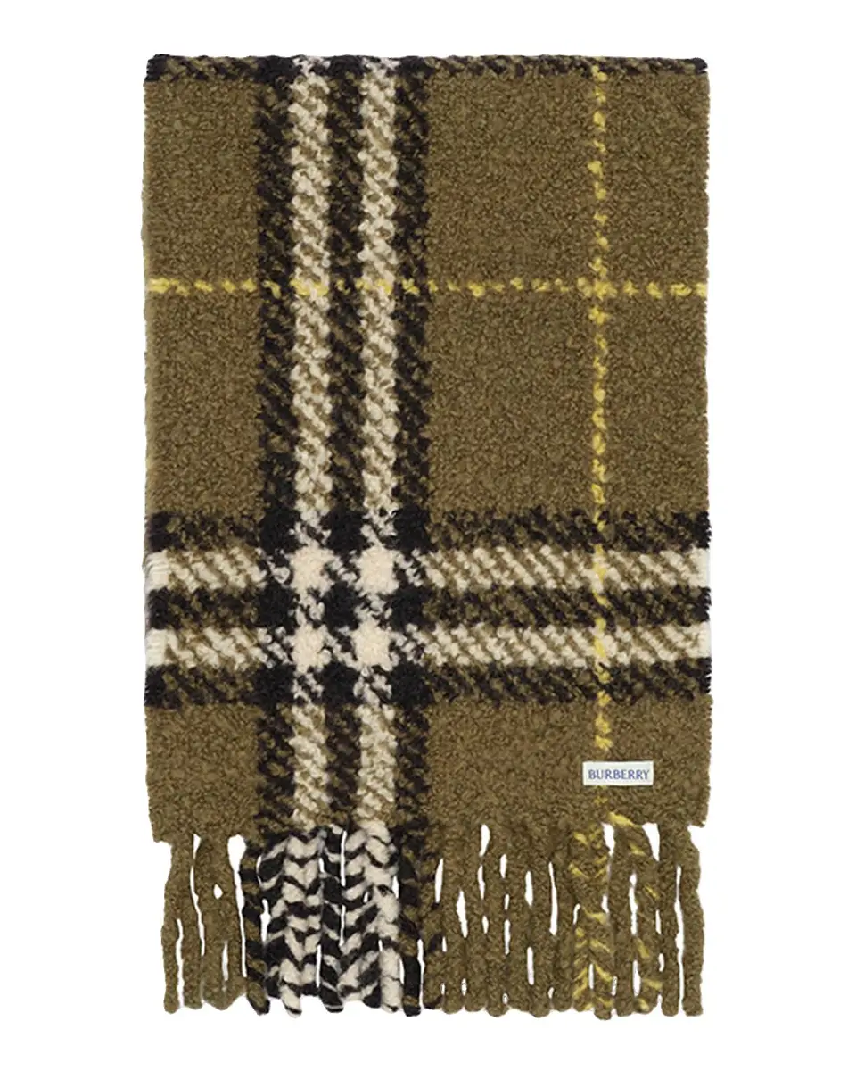 Burberry Men's Check Alpaca Wool-Blend Boucle Scarf | Thumbnail 3 Burberry Men's Check Alpaca Wool-Blend Boucle Scarf | Thumbnail 3