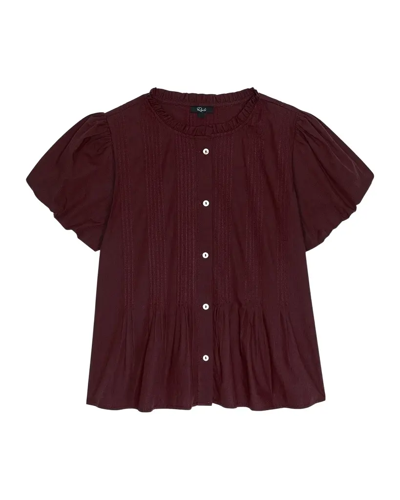 Pepper Cotton Poplin Puff-Sleeve Shirt Pepper Cotton Poplin Puff-Sleeve Shirt
