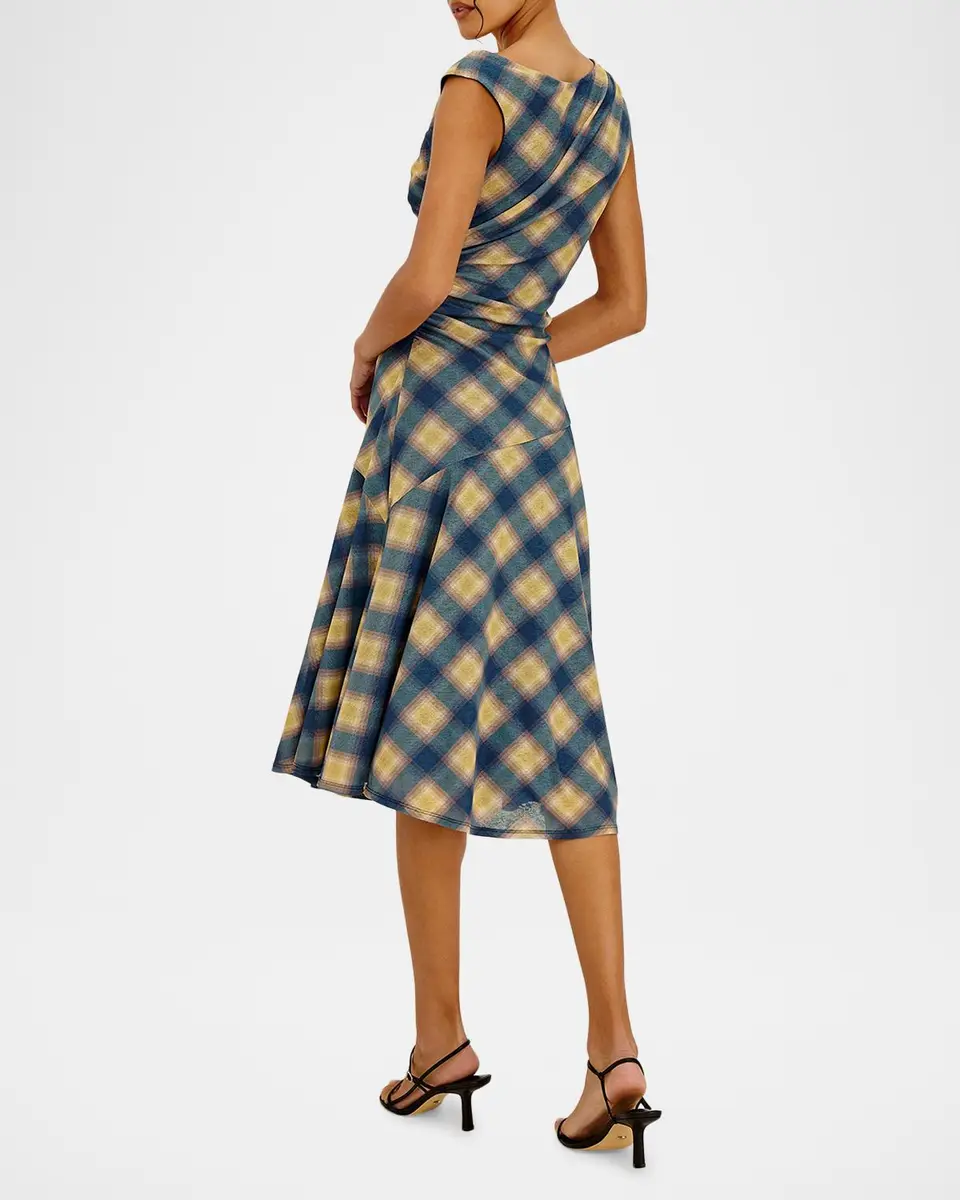 RAILS Sorra Sleeveless Ruched Plaid Midi Dress | Thumbnail 3 RAILS Sorra Sleeveless Ruched Plaid Midi Dress | Thumbnail 3
