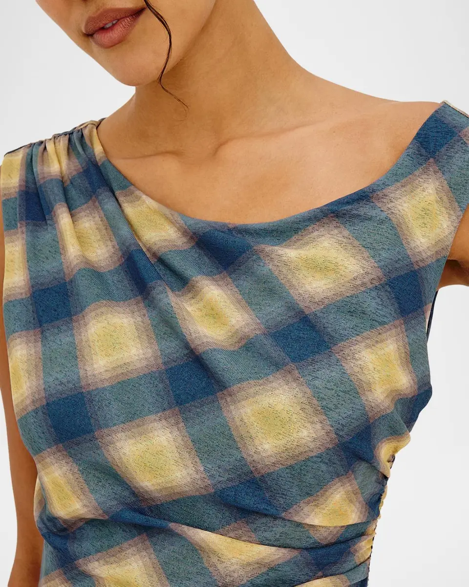 RAILS Sorra Sleeveless Ruched Plaid Midi Dress | Thumbnail 5 RAILS Sorra Sleeveless Ruched Plaid Midi Dress | Thumbnail 5