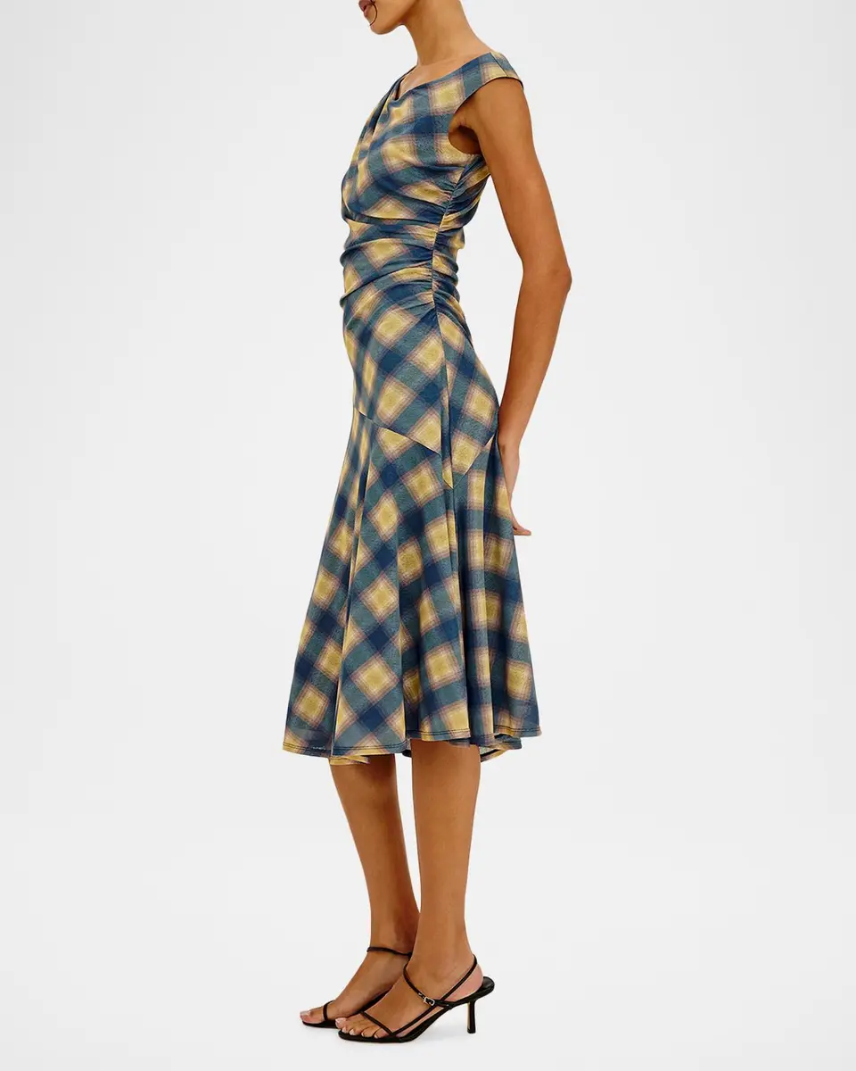 RAILS Sorra Sleeveless Ruched Plaid Midi Dress | Thumbnail 6 RAILS Sorra Sleeveless Ruched Plaid Midi Dress | Thumbnail 6