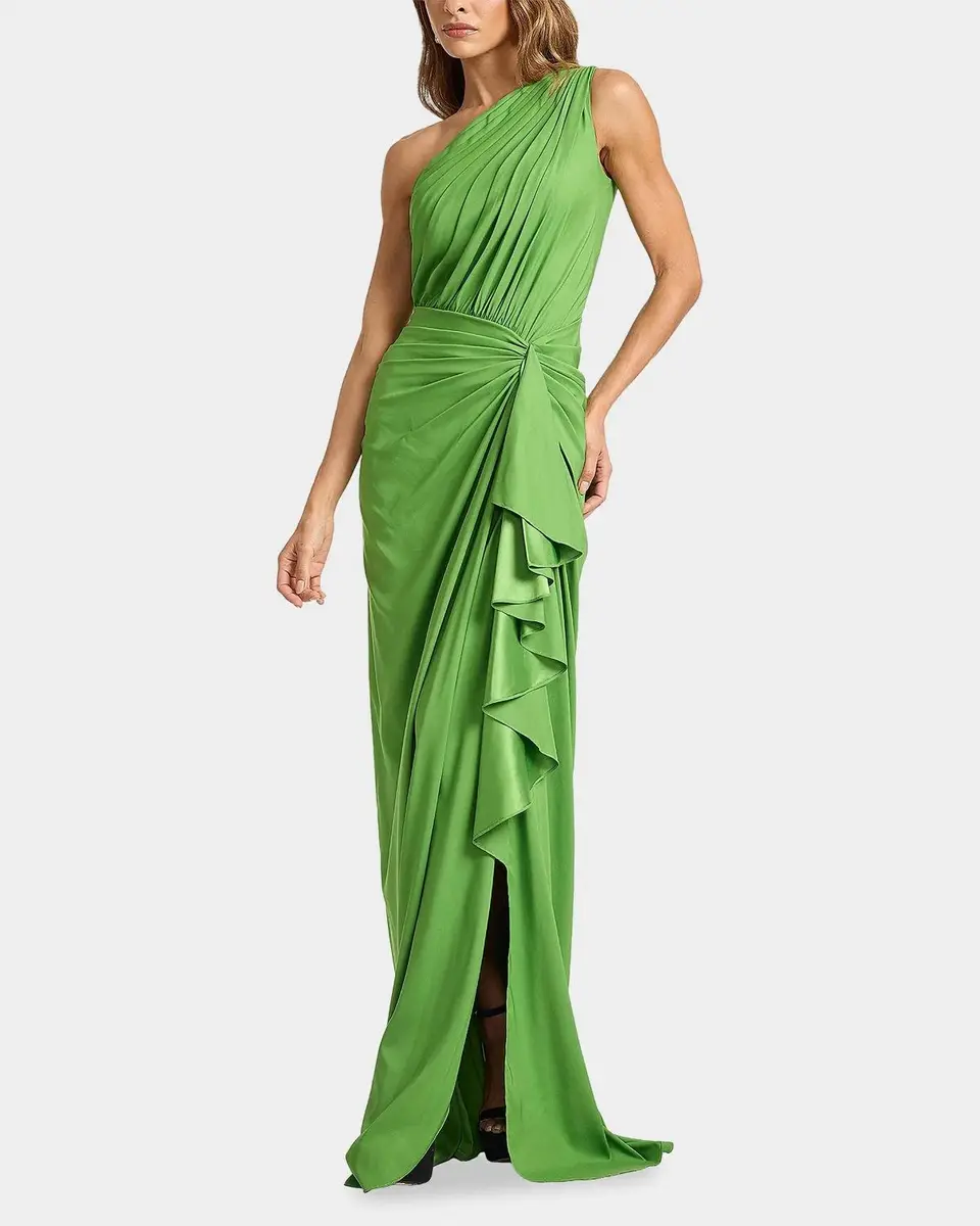 Tadashi Shoji One-Shoulder Shirred Ruffle Gown | Thumbnail 2