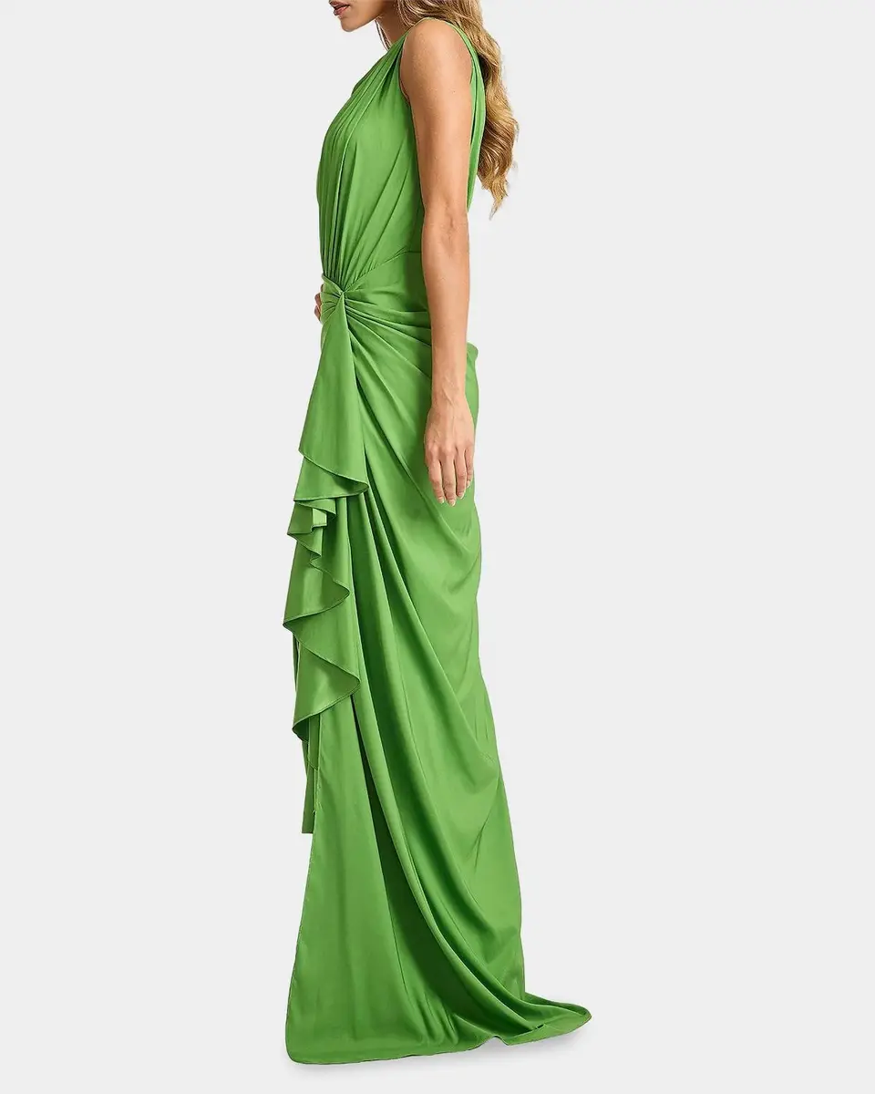 Tadashi Shoji One-Shoulder Shirred Ruffle Gown | Thumbnail 4