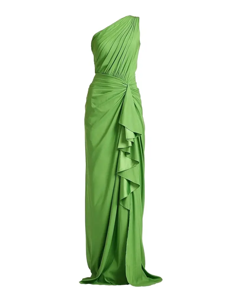 Tadashi Shoji One-Shoulder Shirred Ruffle Gown