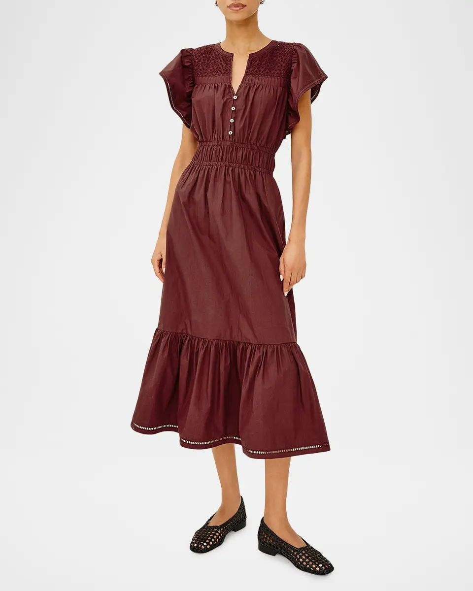RAILS Gianna Eyelet Flutter-Sleeve Midi Dress | Thumbnail 2 RAILS Gianna Eyelet Flutter-Sleeve Midi Dress | Thumbnail 2