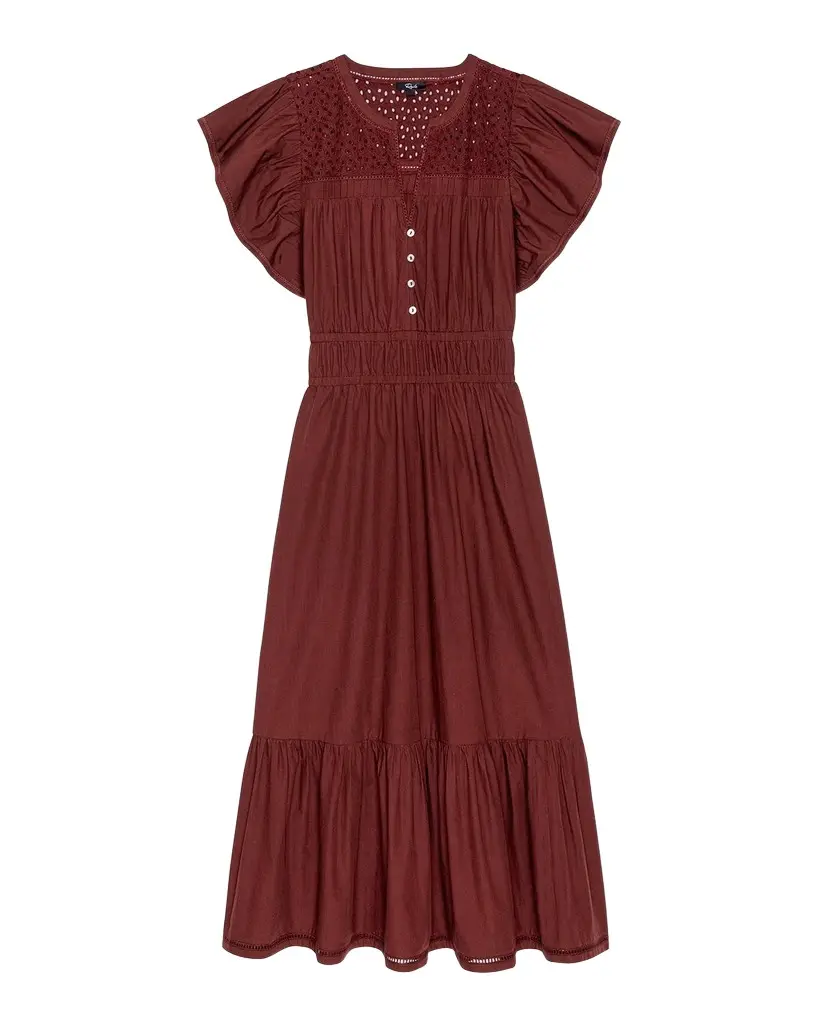 RAILS Gianna Eyelet Flutter-Sleeve Midi Dress