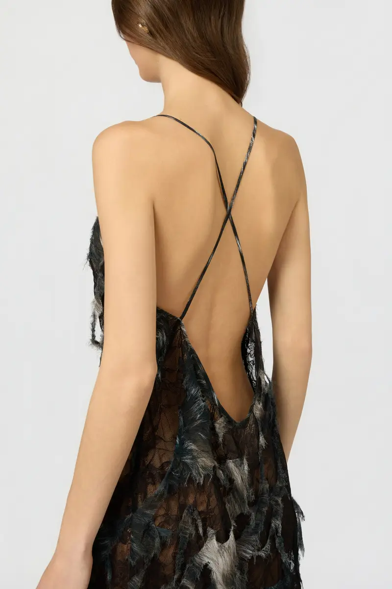 Roberto Cavalli Midi Dress with Fur Print on Destroyed-Effect Lace | Thumbnail 5 Roberto Cavalli Midi Dress with Fur Print on Destroyed-Effect Lace | Thumbnail 5