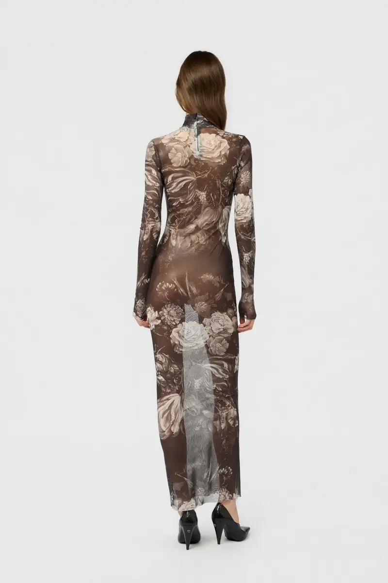 Roberto Cavalli Laminated Tulle Dress With Fiammingo Flowers Print | Thumbnail 3 Roberto Cavalli Laminated Tulle Dress With Fiammingo Flowers Print | Thumbnail 3