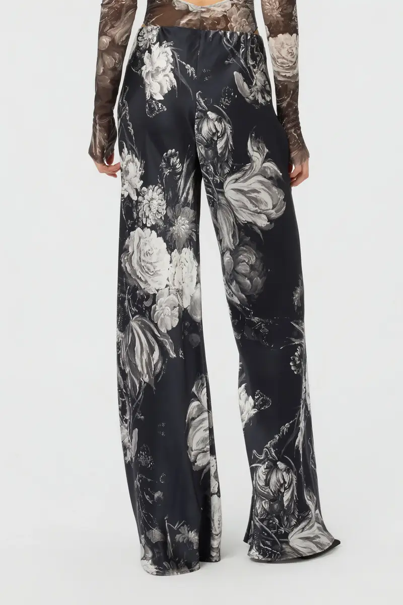 Roberto Cavalli Silk Trousers with Fiammingo Flowers Print | Thumbnail 3 Roberto Cavalli Silk Trousers with Fiammingo Flowers Print | Thumbnail 3