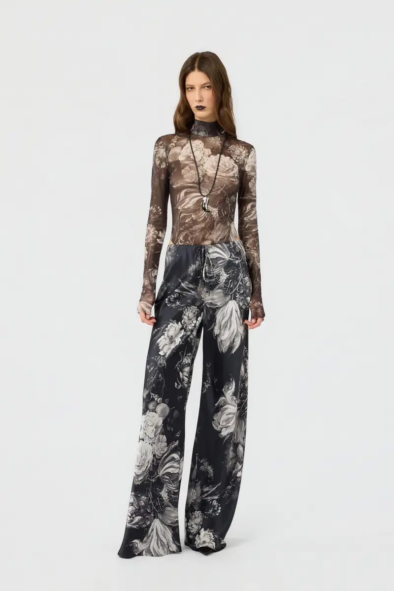 Roberto Cavalli Silk Trousers with Fiammingo Flowers Print | Thumbnail 6 Roberto Cavalli Silk Trousers with Fiammingo Flowers Print | Thumbnail 6