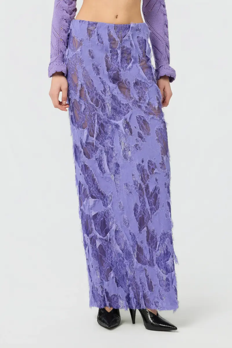 Roberto Cavalli Skirt with Destroyed-Effect Lace | Thumbnail 2