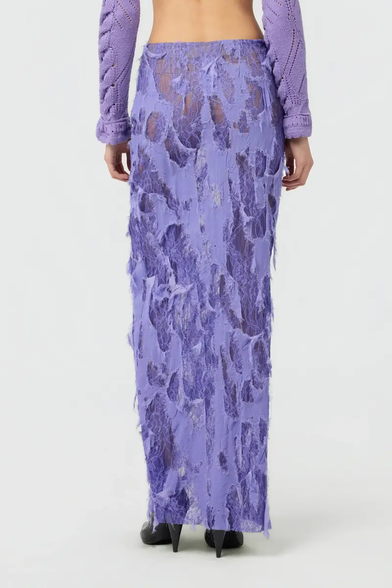 Roberto Cavalli Skirt with Destroyed-Effect Lace | Thumbnail 3