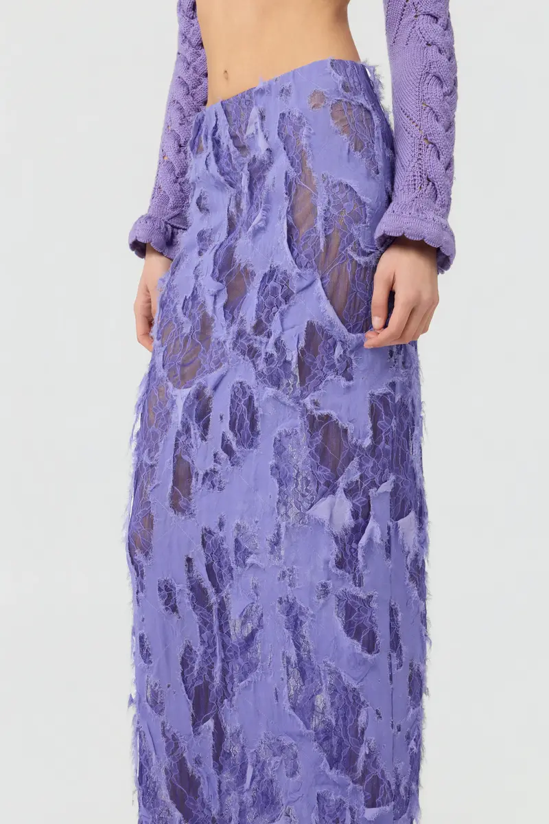 Roberto Cavalli Skirt with Destroyed-Effect Lace | Thumbnail 4