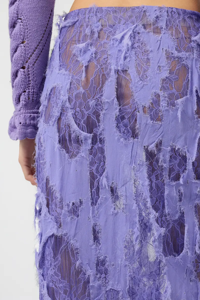 Roberto Cavalli Skirt with Destroyed-Effect Lace | Thumbnail 5