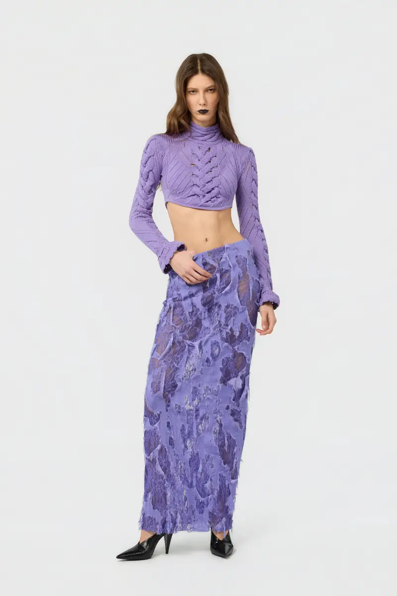 Roberto Cavalli Skirt with Destroyed-Effect Lace | Thumbnail 6