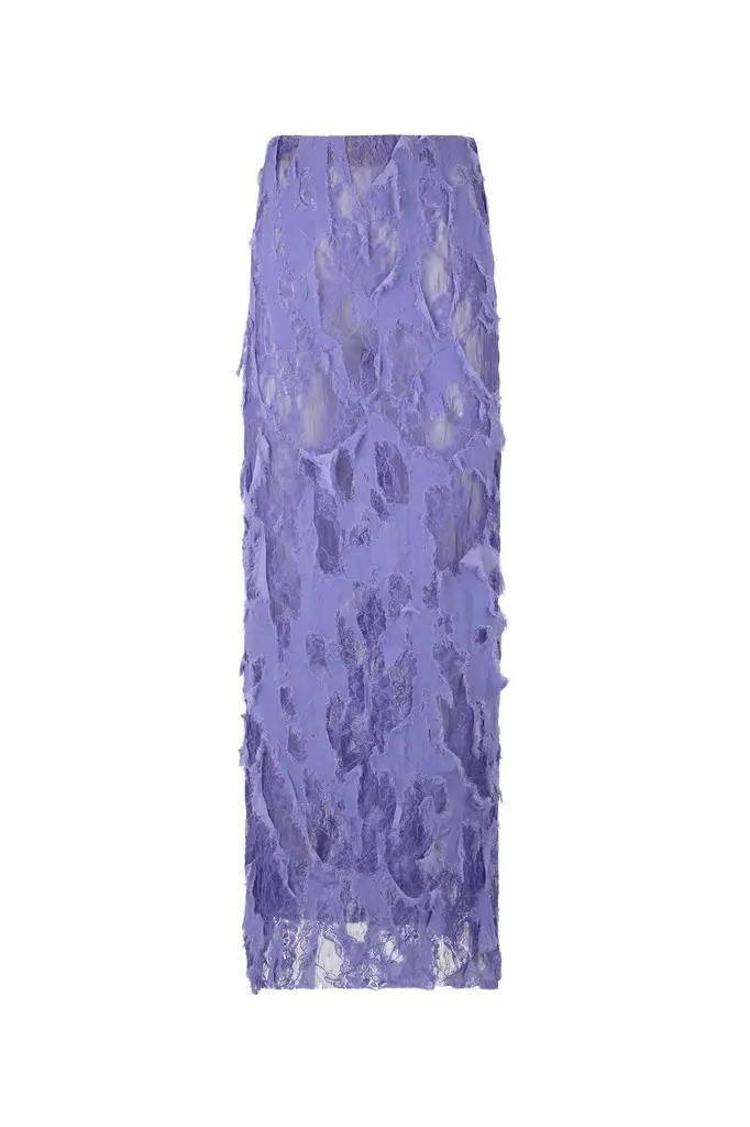 Skirt with Destroyed-Effect Lace