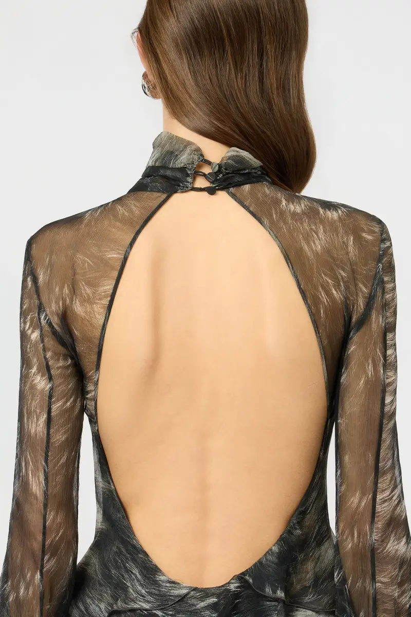 Roberto Cavalli Mini Dress in Silk with Fur Print | Thumbnail 5 Roberto Cavalli Mini Dress in Silk with Fur Print | Thumbnail 5