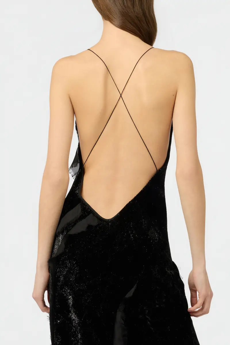 Roberto Cavalli Velvet Slip Dress with Silk Chiffon Ruffles | Thumbnail 5 Roberto Cavalli Velvet Slip Dress with Silk Chiffon Ruffles | Thumbnail 5