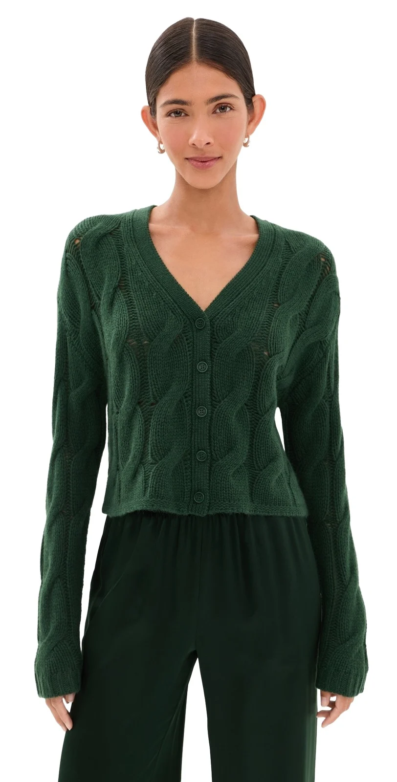 Jolie Cropped Cashmere Cable Cardigan
