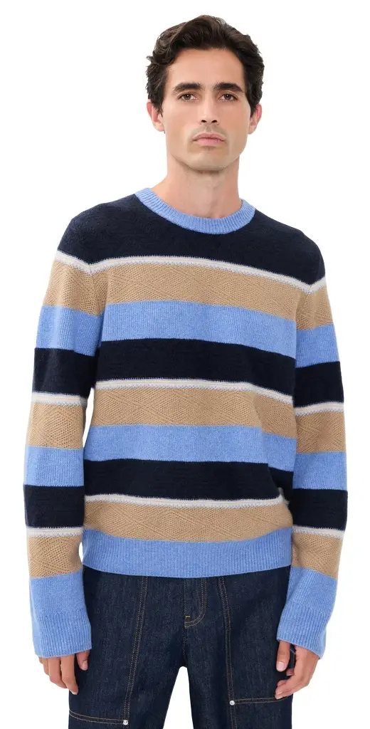 Guest In Residence Stripe Cashmere Crew Sweater