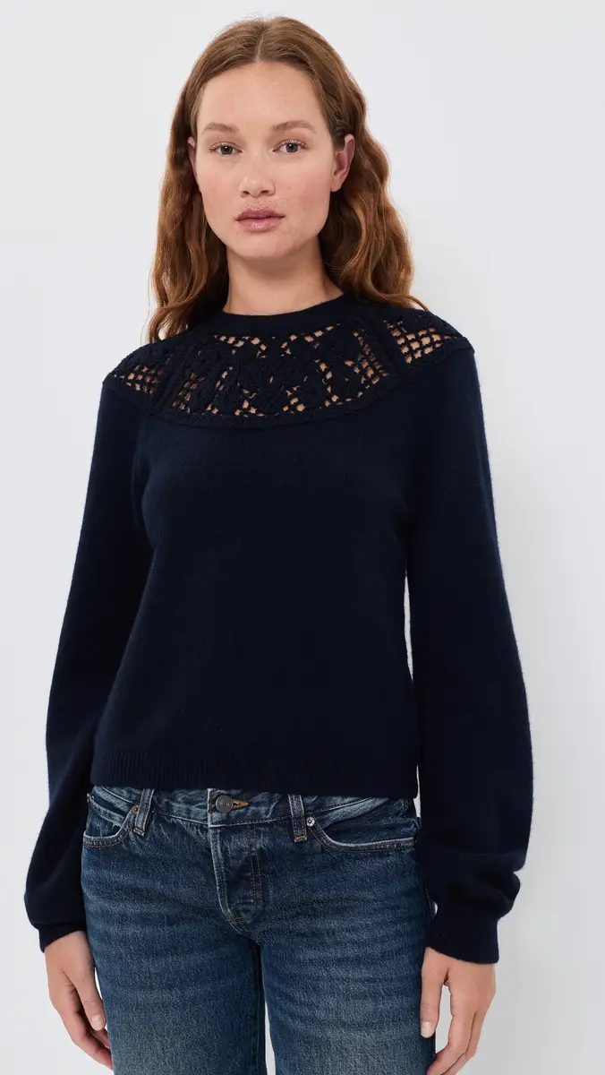 Frame The Lace Gathered Sweater | Thumbnail 2 Frame The Lace Gathered Sweater | Thumbnail 2