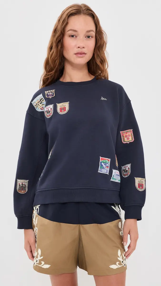 Sea Davis Patchwork Crew Neck Sweatshirt | Thumbnail 3 Sea Davis Patchwork Crew Neck Sweatshirt | Thumbnail 3