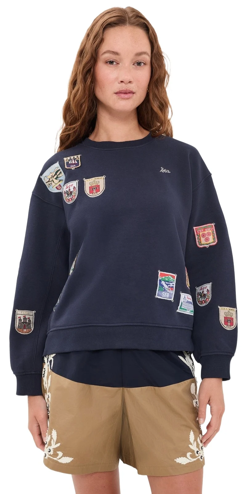 Davis Patchwork Crew Neck Sweatshirt Davis Patchwork Crew Neck Sweatshirt